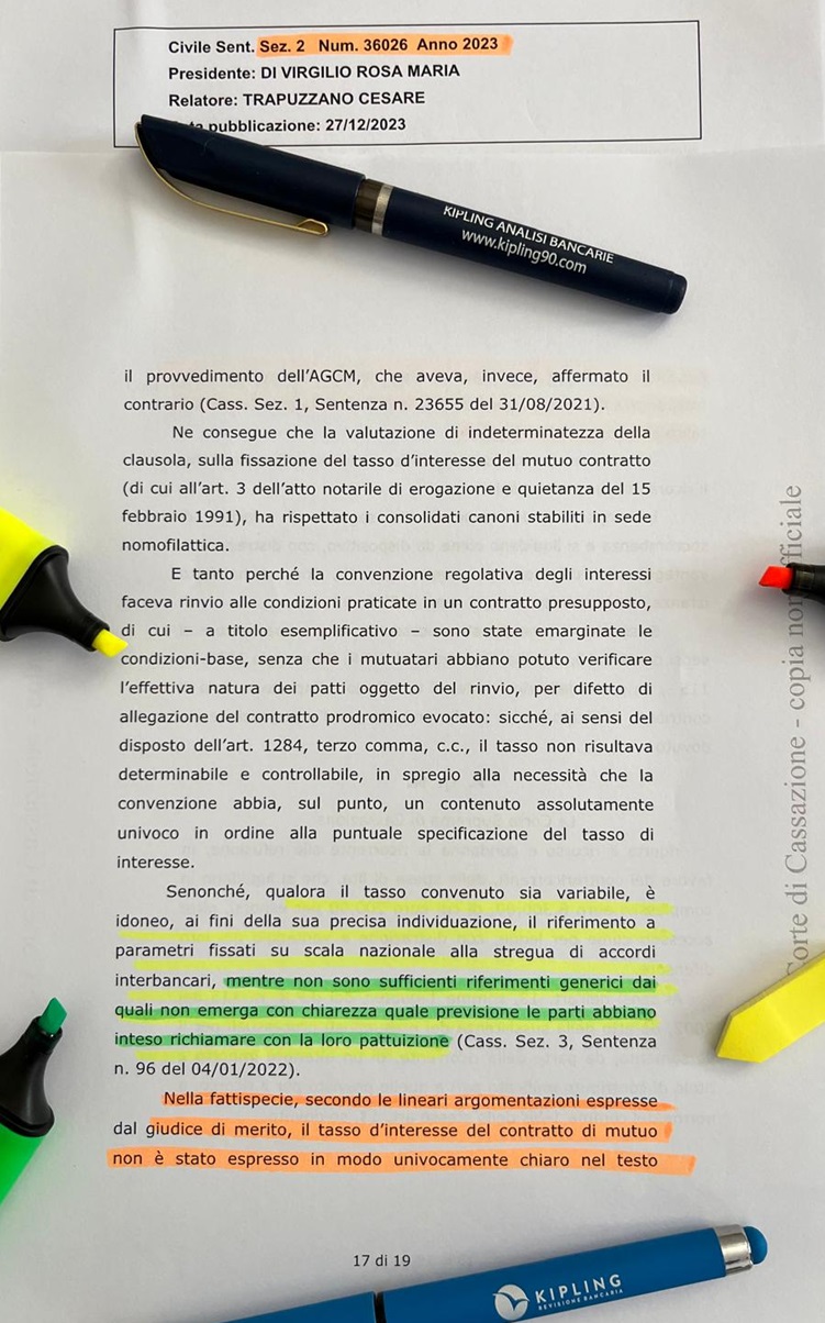 Sentenza nullità tasso di mutuo per indeterminatezza