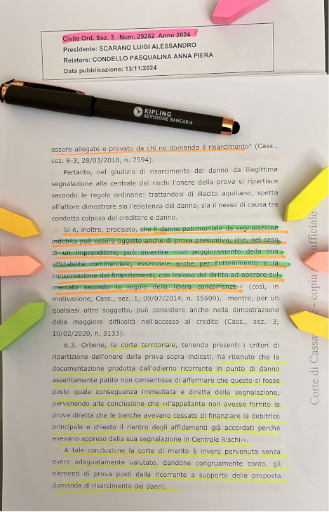 Segnalazione alla centrale dei rischi
