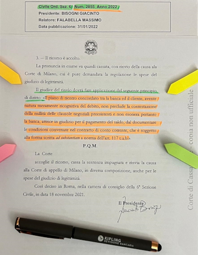 Contestazione delle clausole contrattuali del piano di rientro
