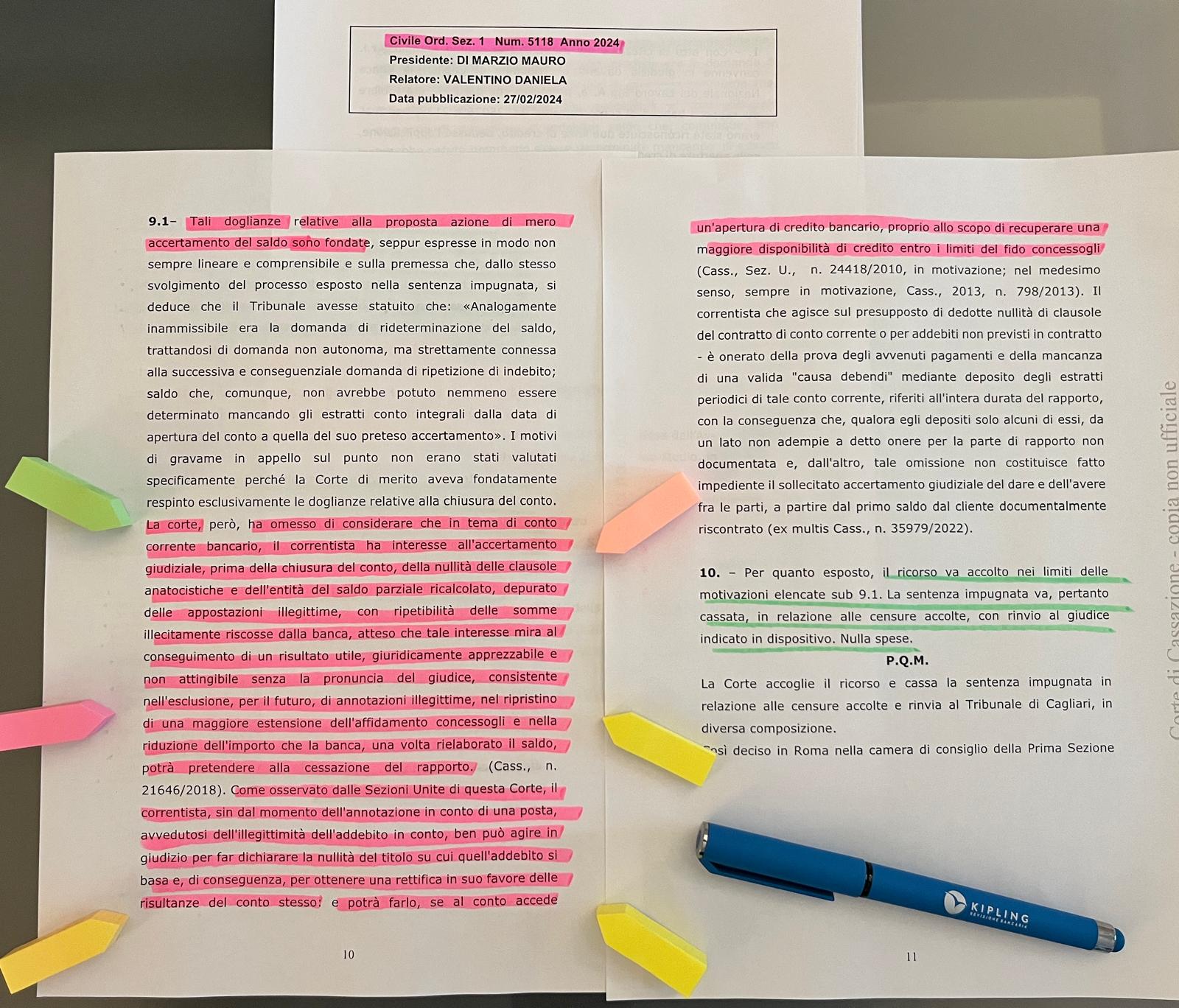 Contestazione del saldo del conto corrente aperto, Ordinanza n° 5118/24 della Cassazione